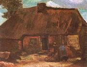 Vincent Van Gogh Cottage with Peasant Woman Digging (nn04) china oil painting reproduction